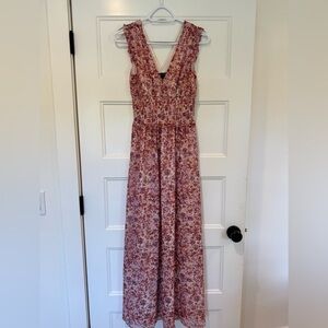 Banana Republic Pink Smocked Maxi Sundress